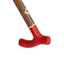Elegant burgundy umbrella - handmade red leather handle