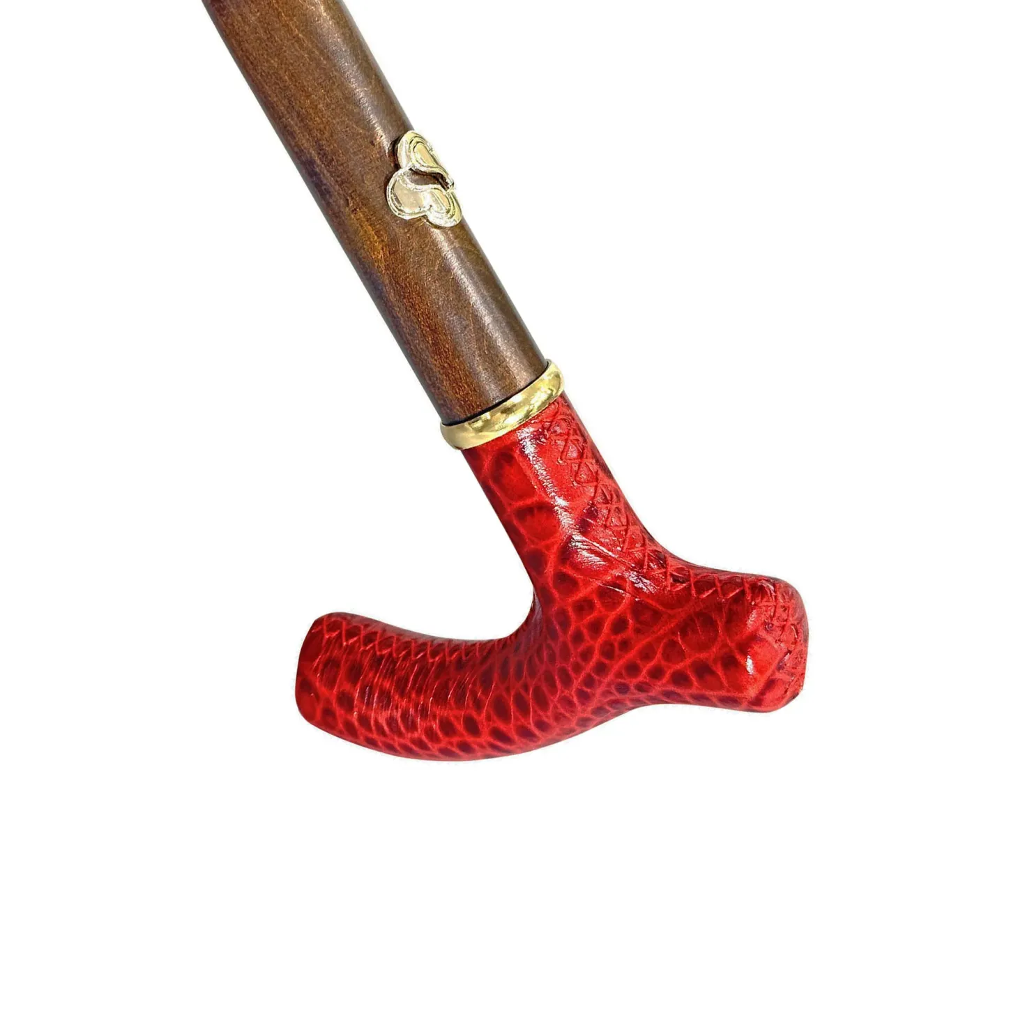 Elegant burgundy umbrella - handmade red leather handle