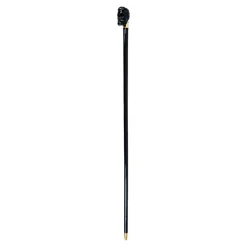 Elegant Cane with Sculpted Black Skull Handle and Gold Accents