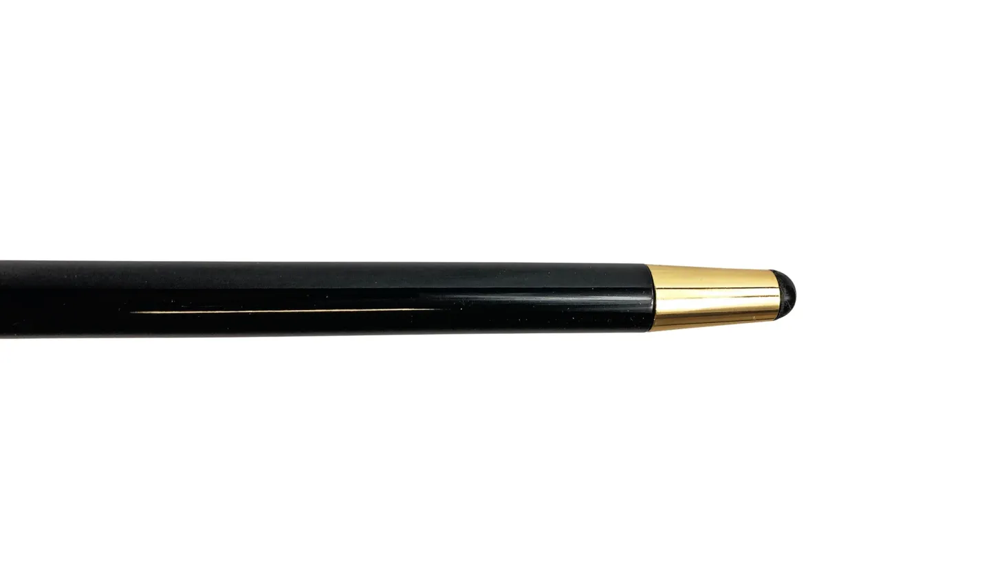 Elegant Cane with Sculpted Black Skull Handle and Gold Accents