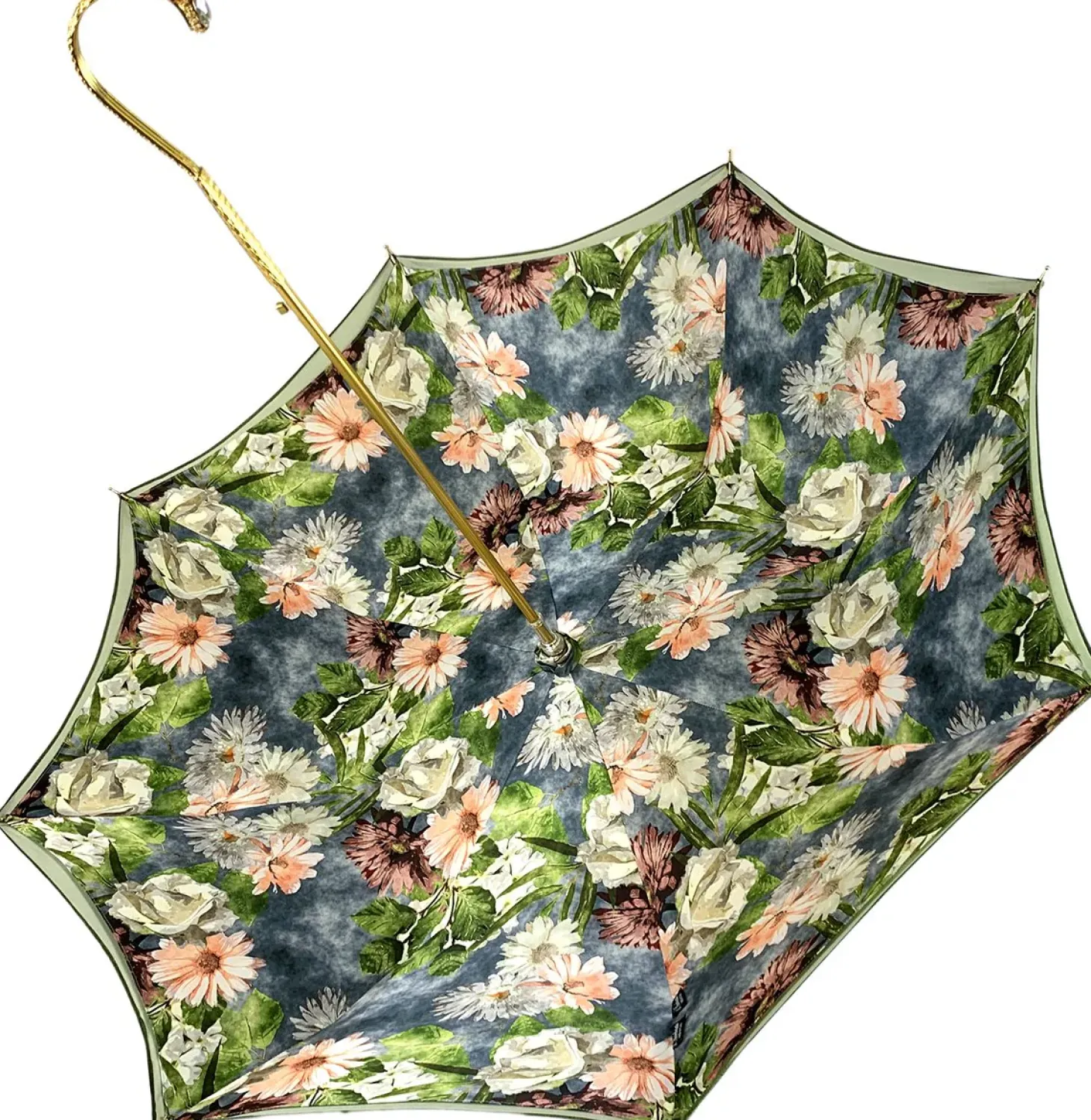 Elegant Green Floral Umbrella