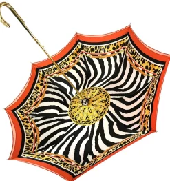 Elegant Internally Leopard Print Umbrella, Double Cloth