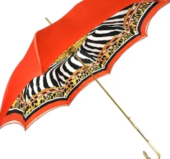 Elegant Internally Leopard Print Umbrella, Double Cloth