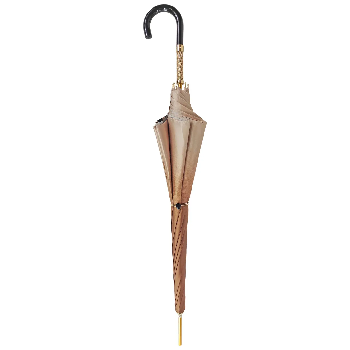 Elegant ladies umbrella with black and brown flowered design