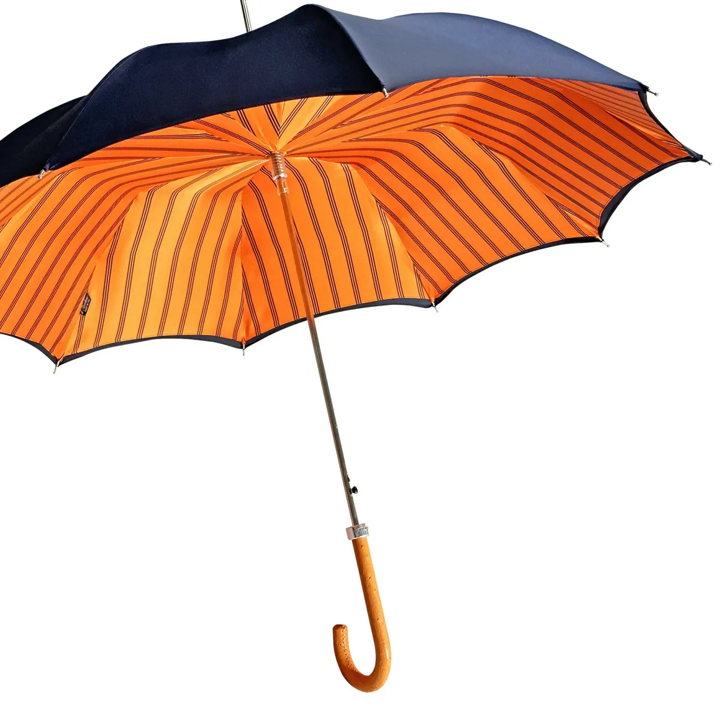 Elegant Man's umbrella with orange ostrich leather handle