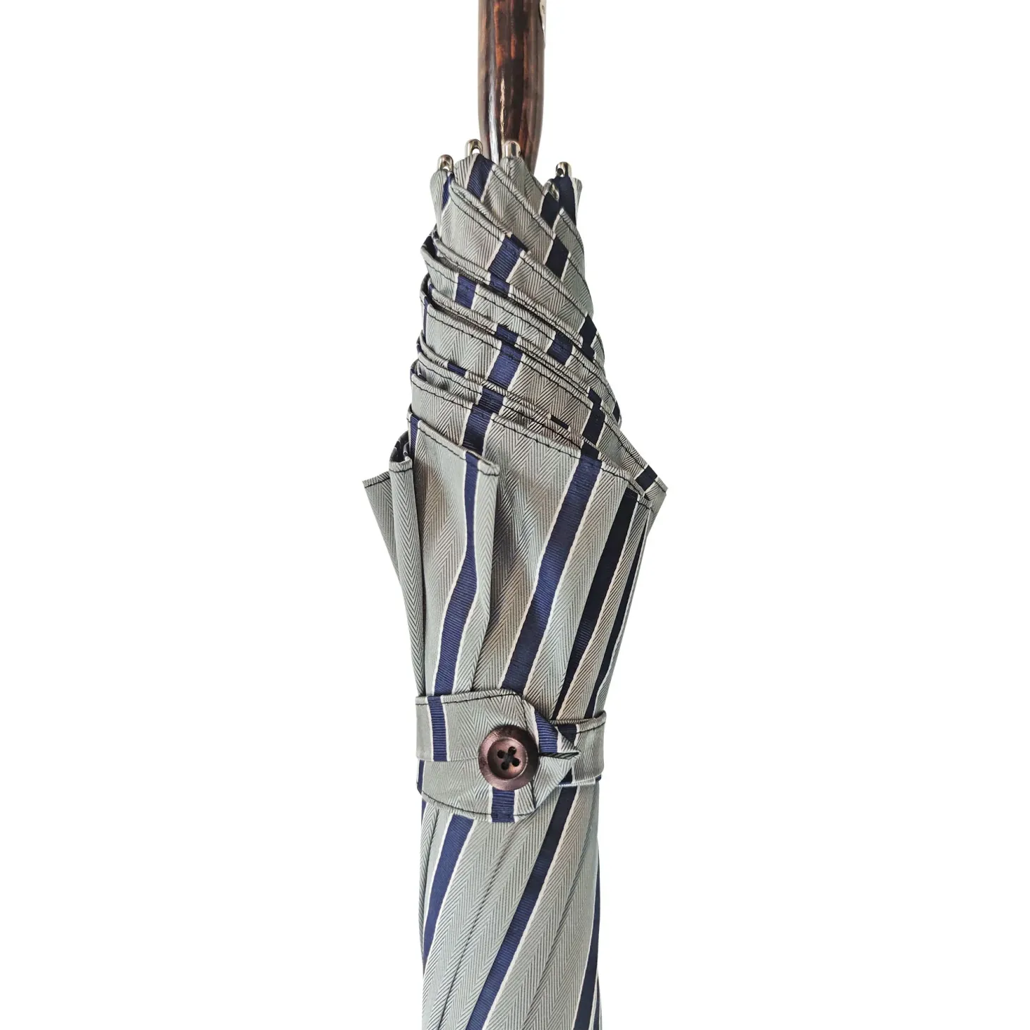 Elegant Striped Umbrella - Flamed Natural beech Wood-Handle