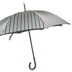 Elegant Striped Umbrella - Flamed Natural beech Wood-Handle