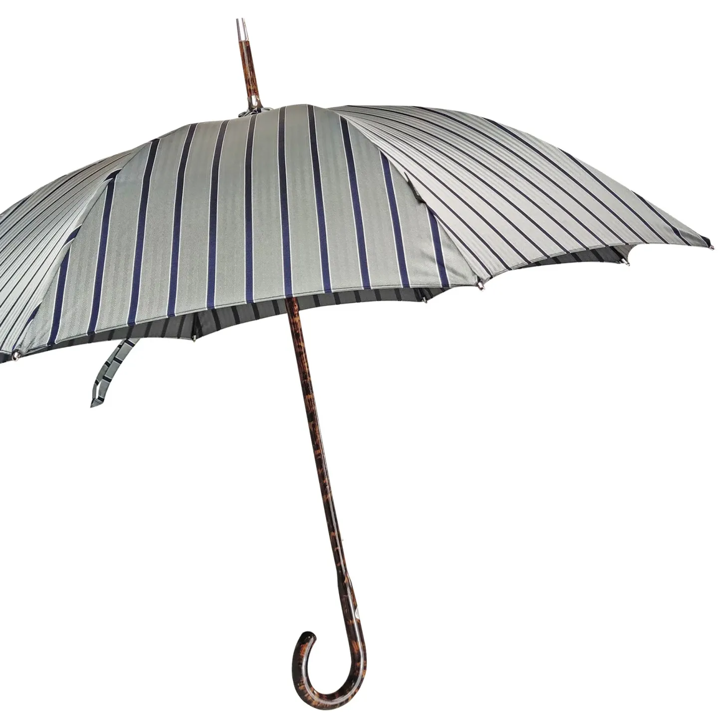 Elegant Striped Umbrella - Flamed Natural beech Wood-Handle