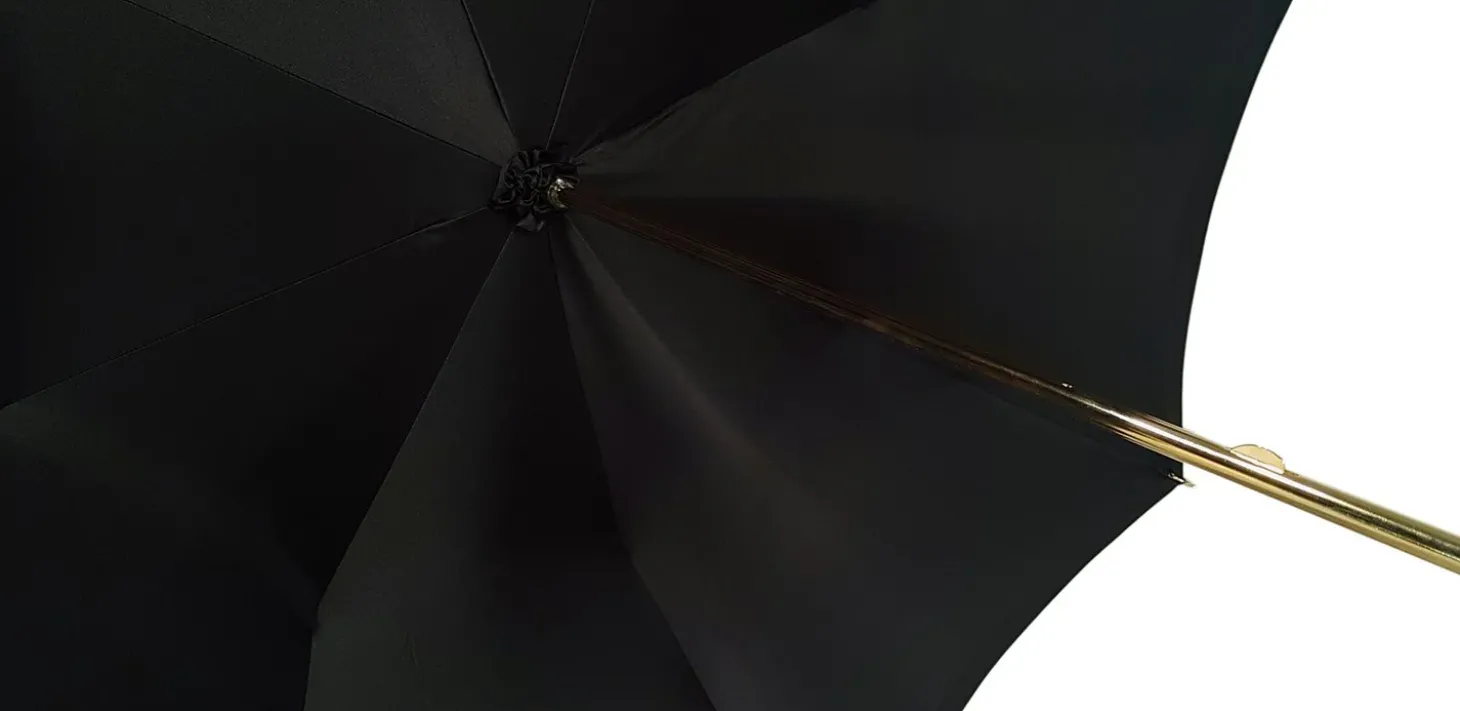Elegant Umbrella With Double Layer In Black Satin