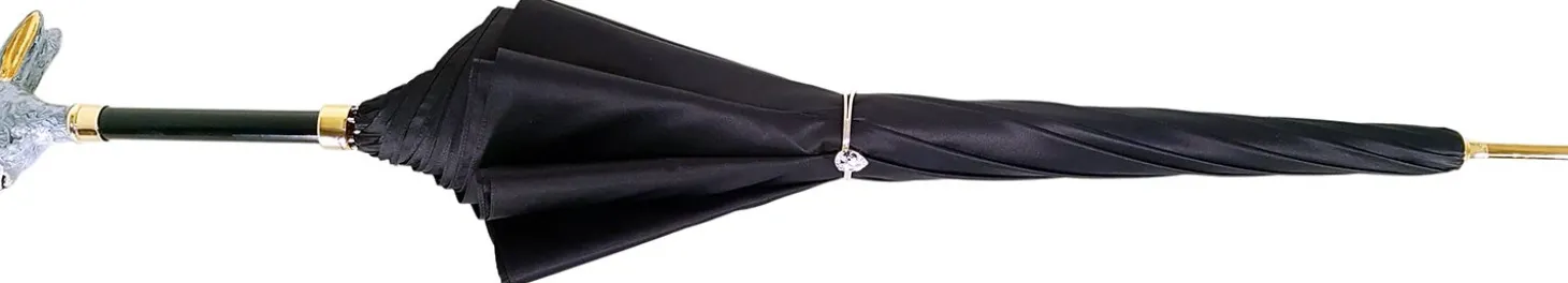 Elegant Umbrella With Double Layer In Black Satin