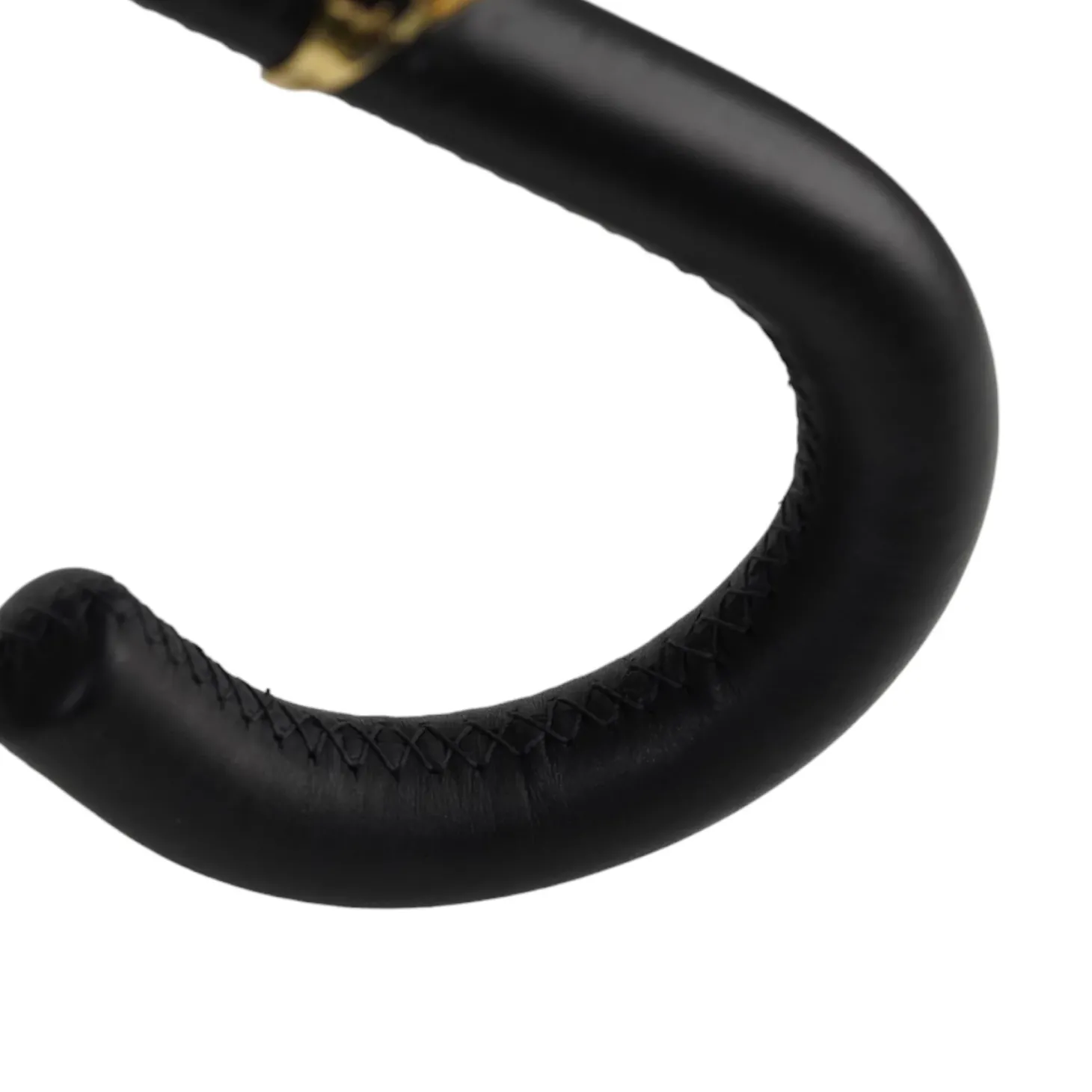 Elegant Umbrella with Leather Handle, Gold Skull, and Ornate Black and