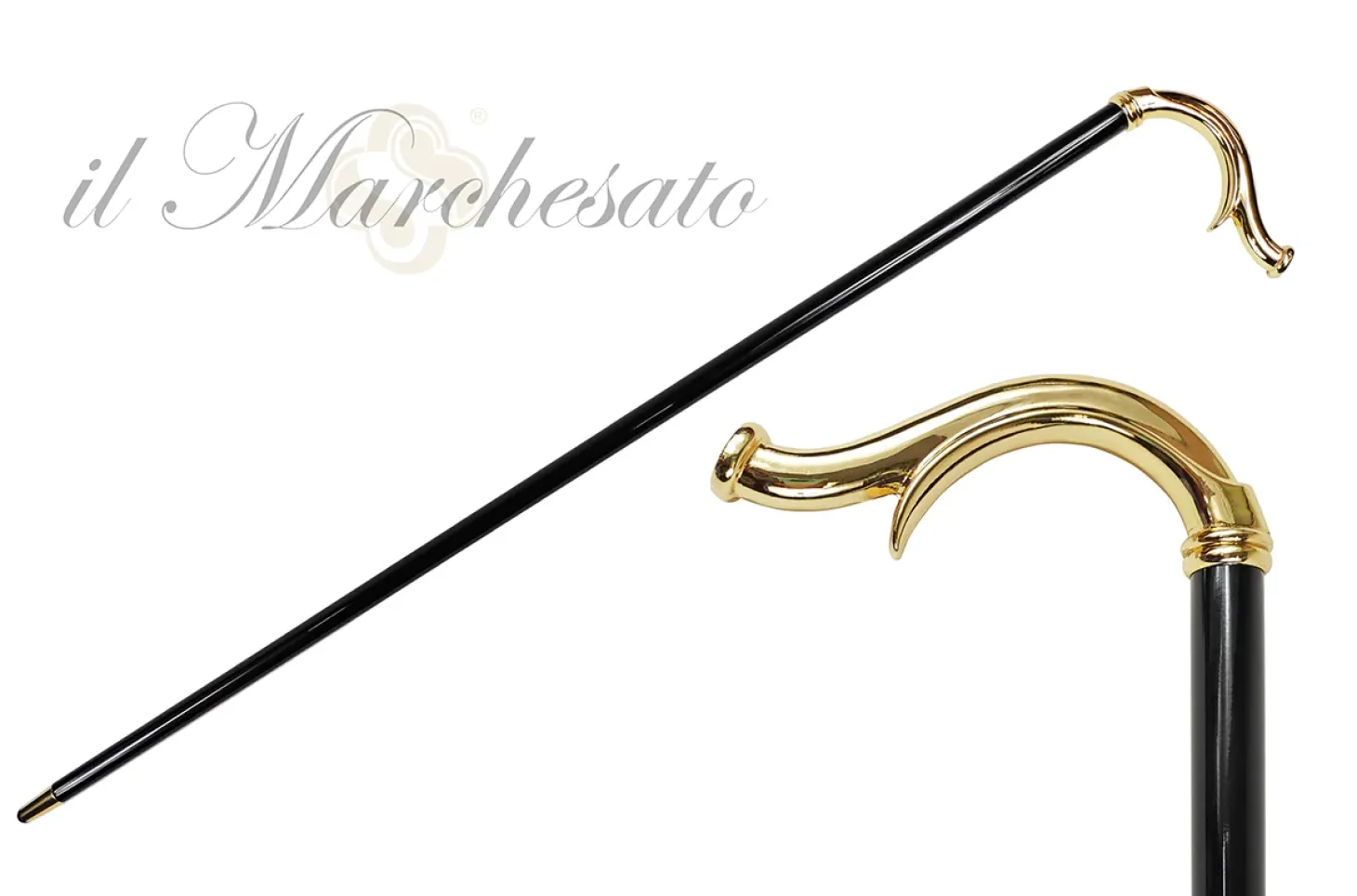 Elegant Walking stick - Brass 24k goldplated