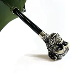 Exclusive umbrella with hand-painted monkey handle