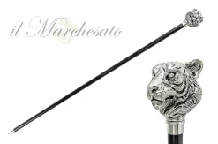 Exclusive Walking stick with Silverplated 925 tiger