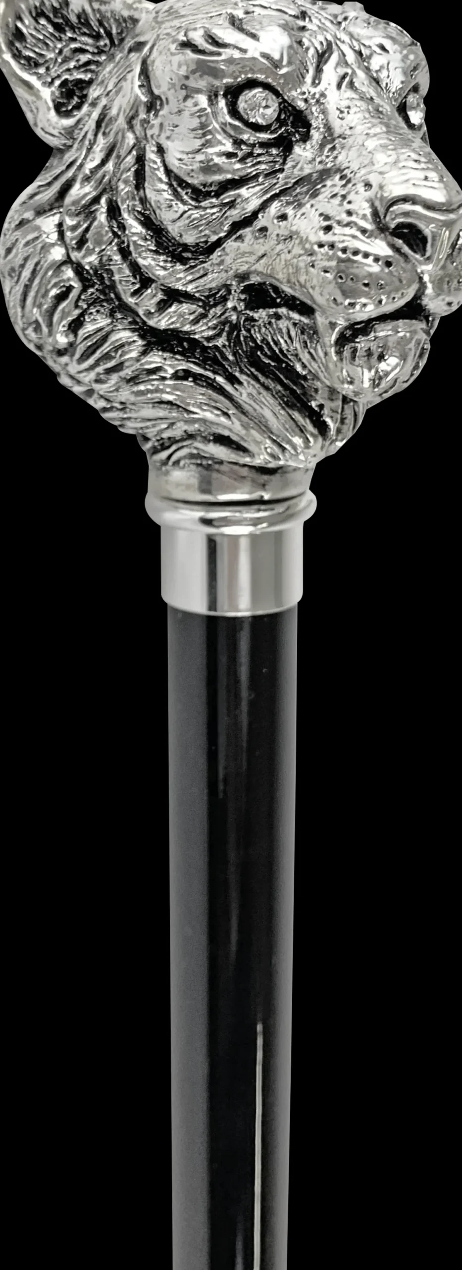 Exclusive Walking stick with Silverplated 925 tiger