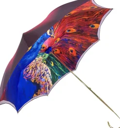 Fanciful Umbrella With Peacock Design