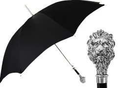 Fantastic Black umbrella for man with Silverplated Lion