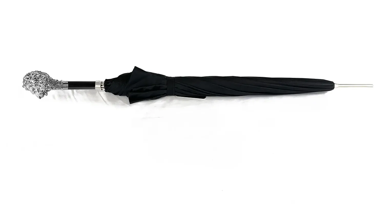 Fantastic Black umbrella for man with Silverplated Lion