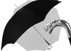 Fantastic Black umbrella for man with Silverplated Dragon