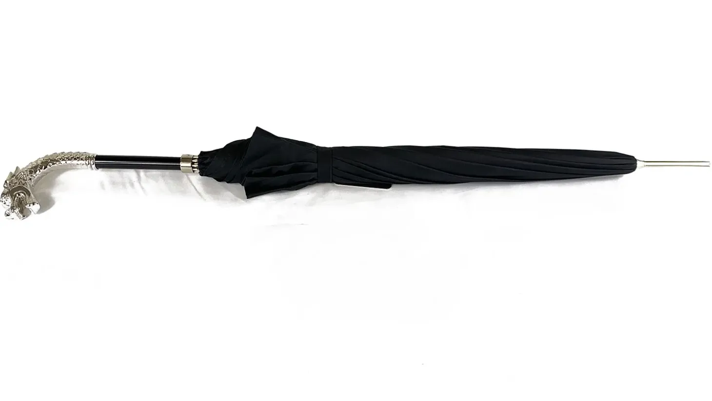 Fantastic Black umbrella for man with Silverplated Dragon