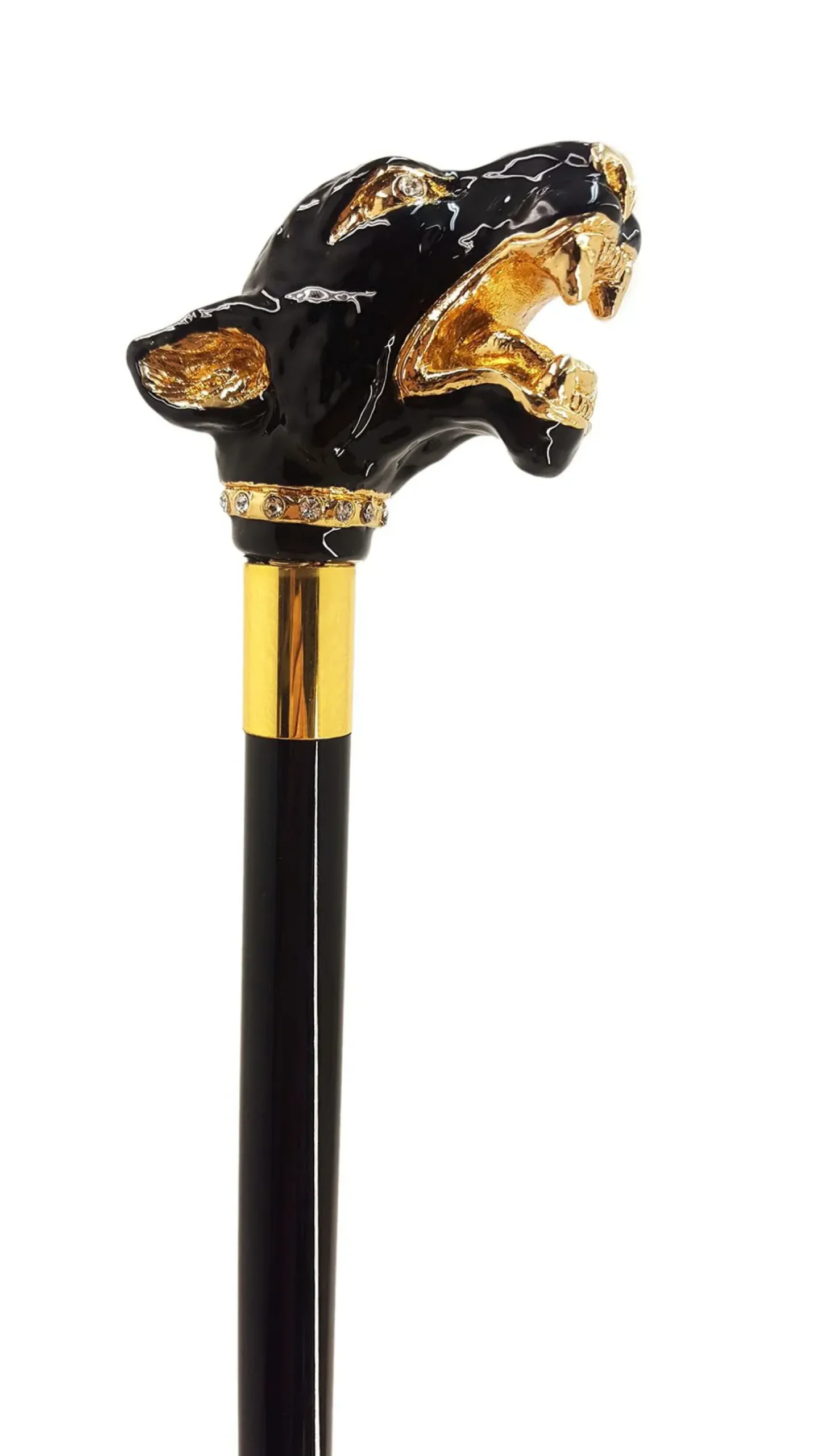 Fantastic Gold Plated Dog - Hand Enamelled - Walking Cane
