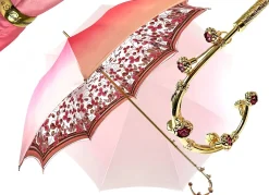 Fantastic light pink umbrella with Special flowered handle