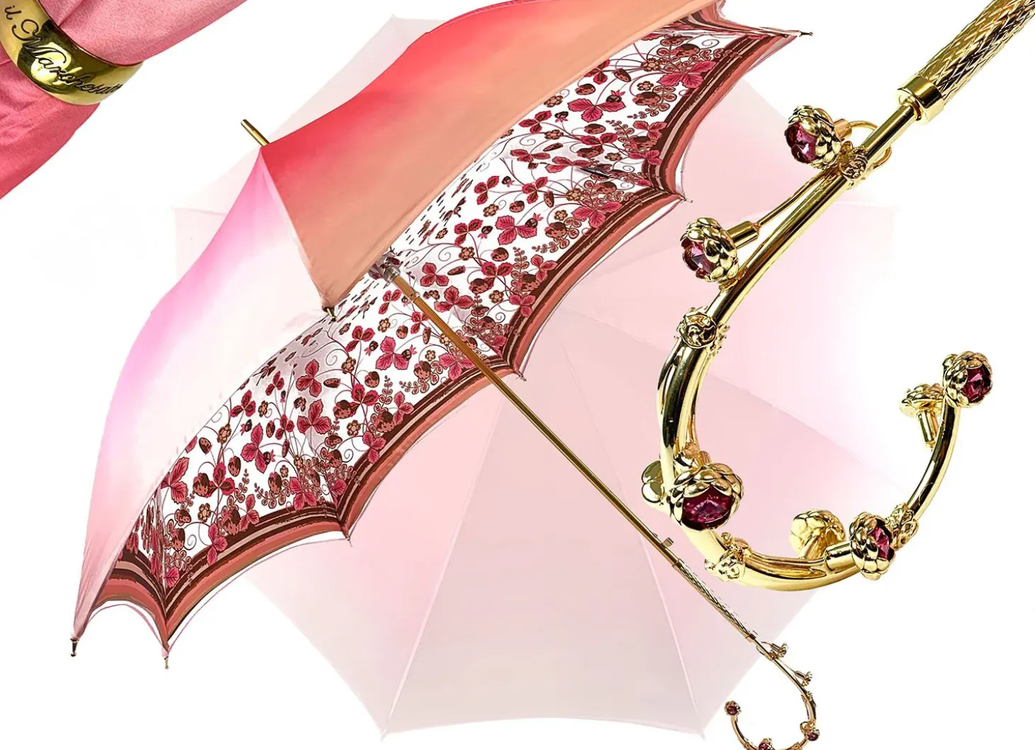Fantastic light pink umbrella with Special flowered handle