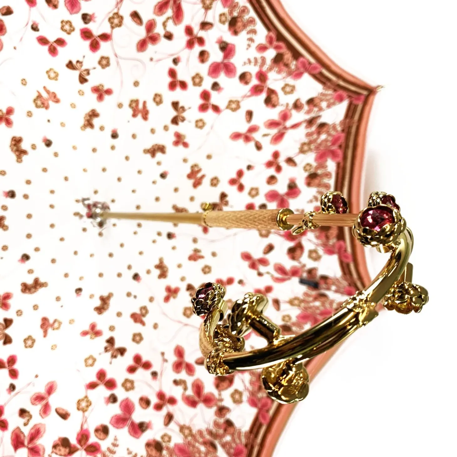 Fantastic light pink umbrella with Special flowered handle