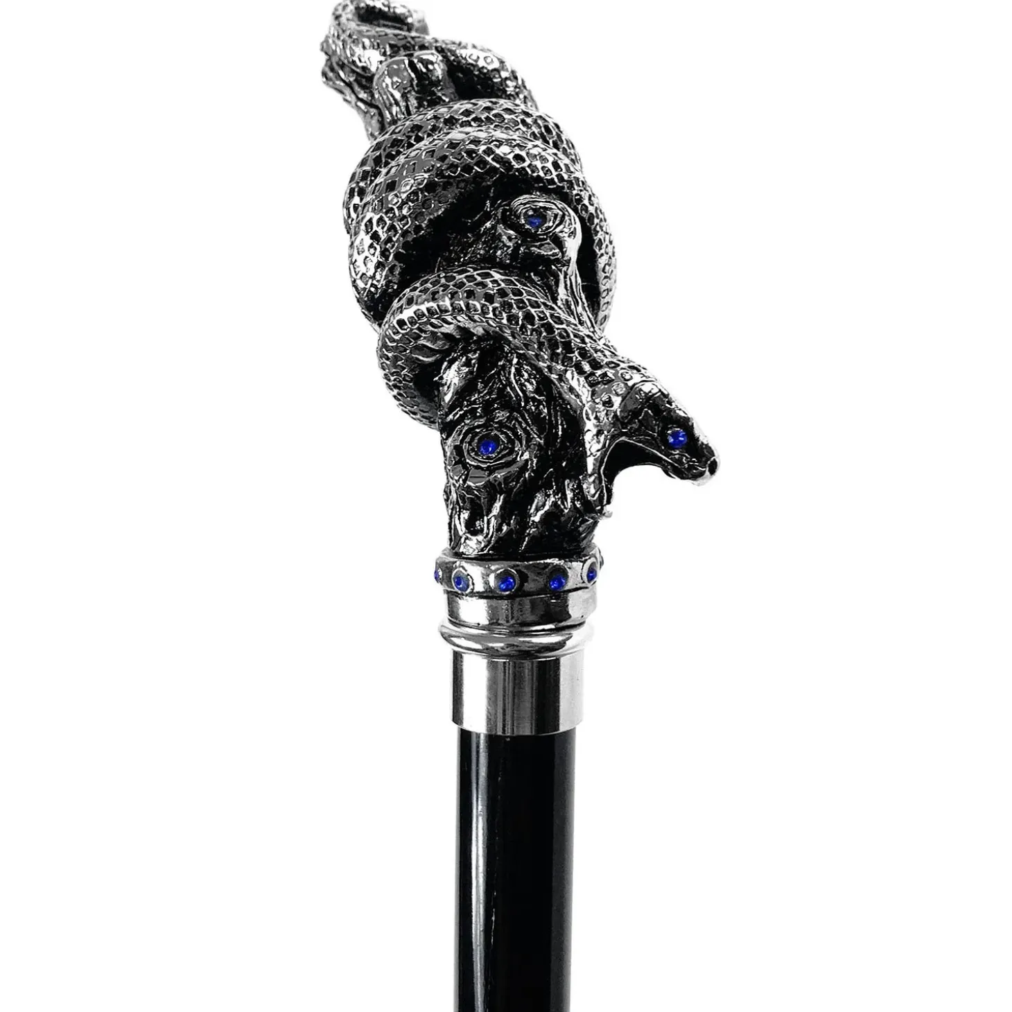 Fantastic silver-plated handle - Snake on branch and sapphire crystals