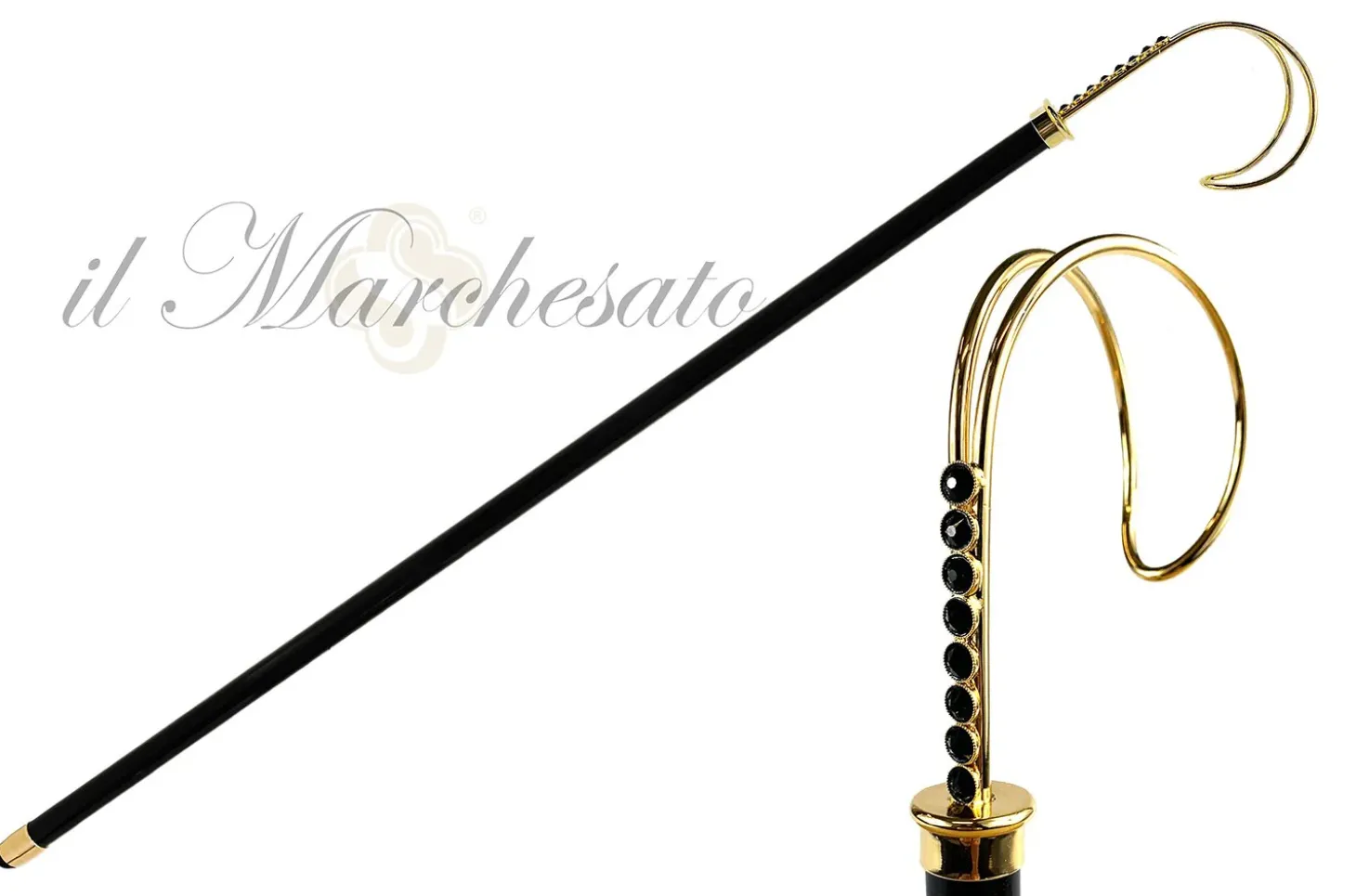 Fine Walking Sticks - Black Swarovski Crystals