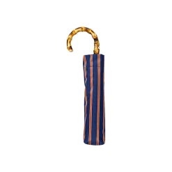 Foldable Umbrella with Stripes, Bamboo Handle
