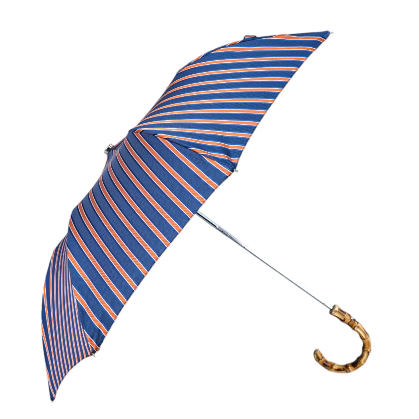 Foldable Umbrella with Stripes, Bamboo Handle