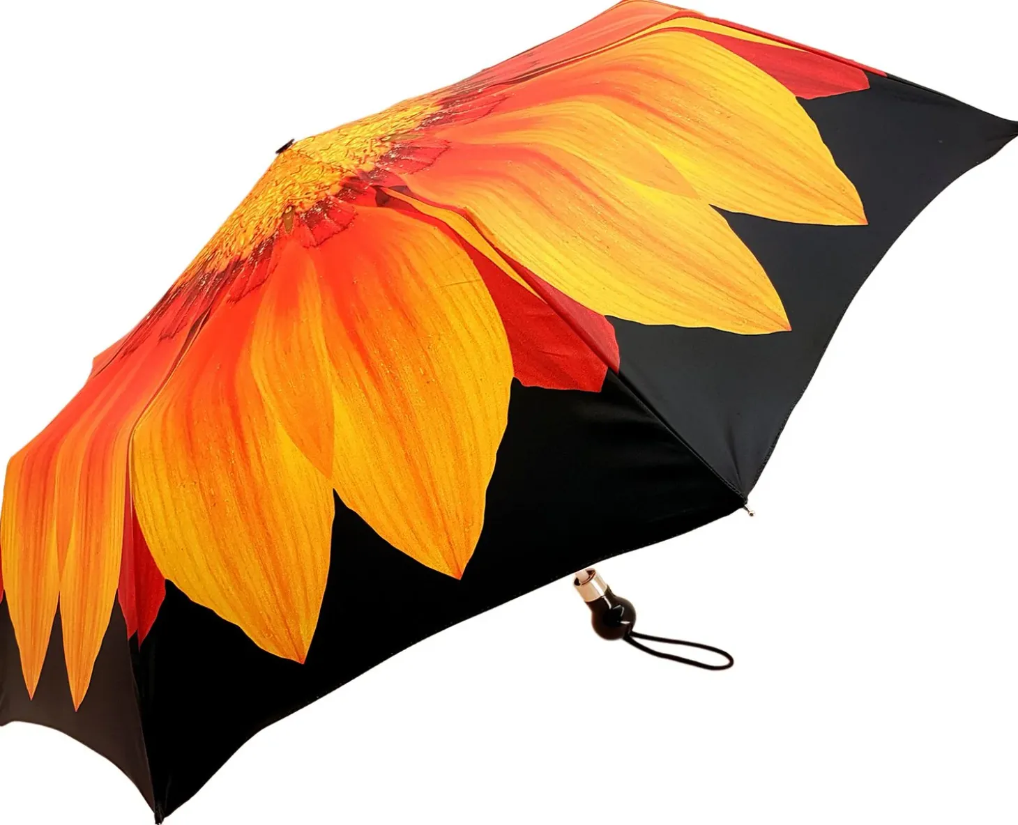 Foldable Women's Umbrella - Orange Flower Pattern