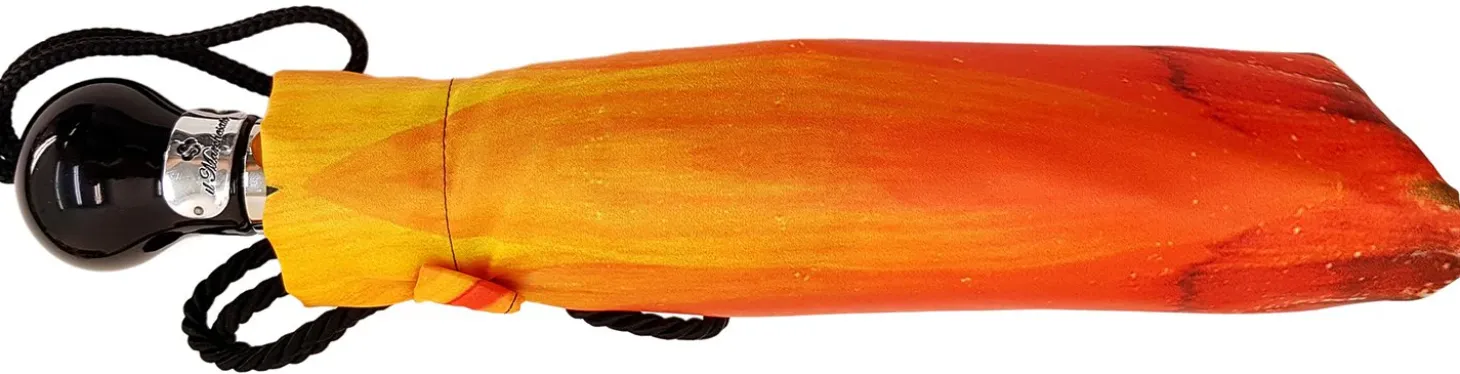 Foldable Women's Umbrella - Orange Flower Pattern