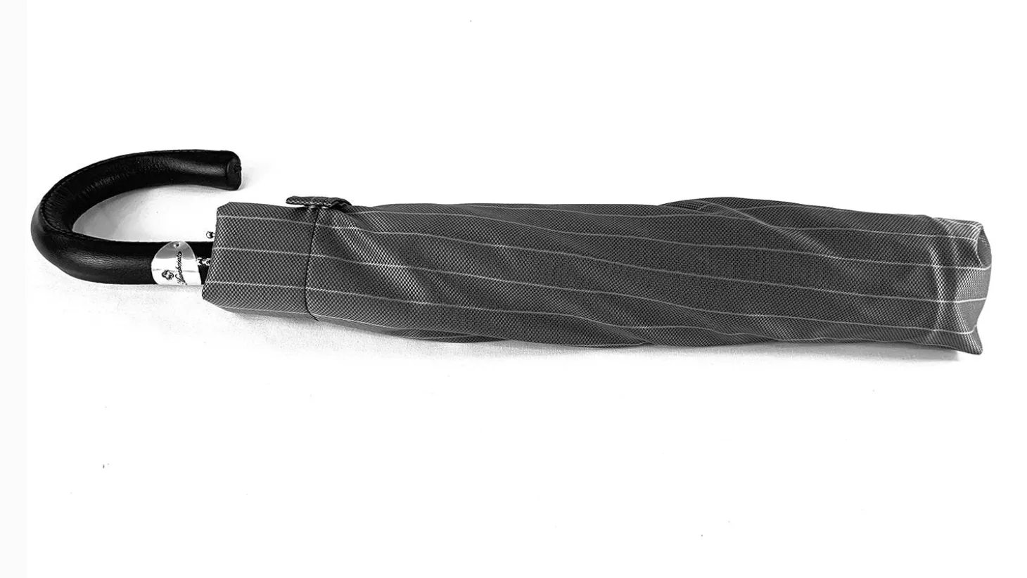 Folding gray striped umbrella for men