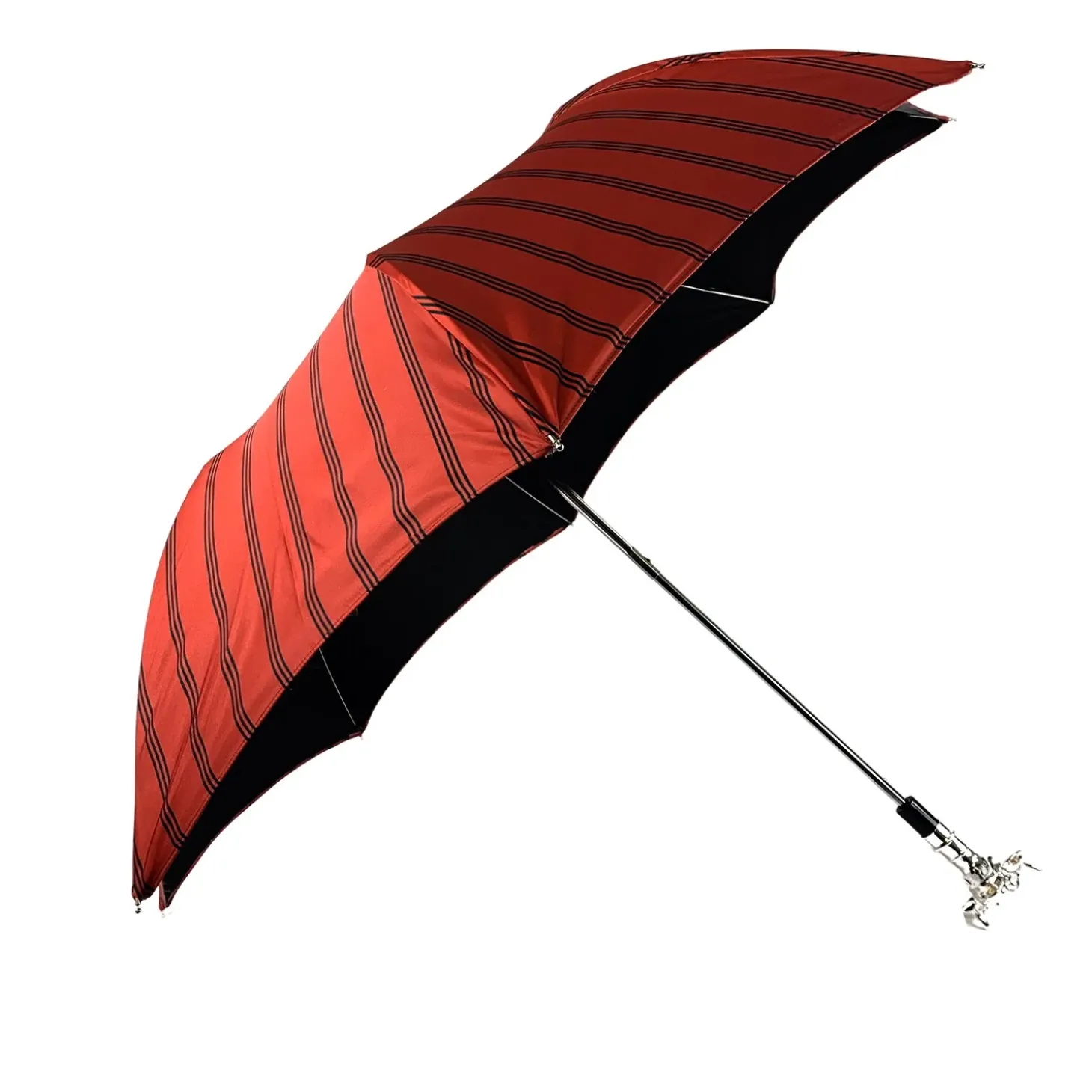 Folding Umbrella for Men with Silver-plated Bull Handle