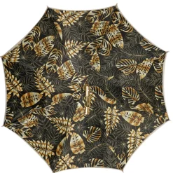 Golden Bamboo Umbrella with Exquisite Botanical Lining