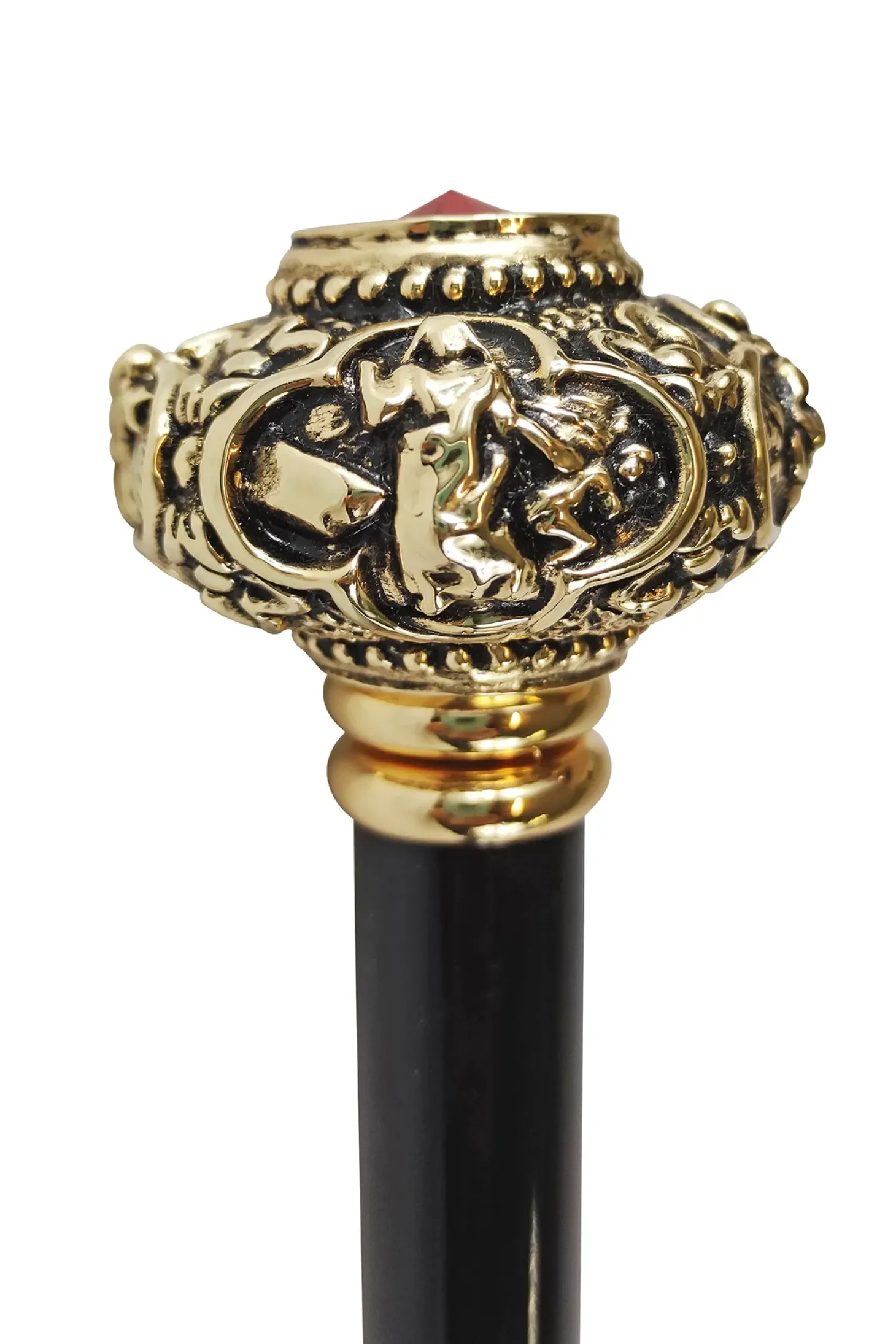 Golden knob with Red crystal