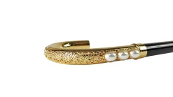 Goldplated Curved Walking-stick with Pearls