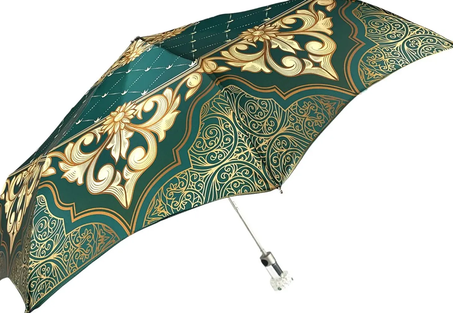 Green and Beige Women's Folding Umbrella