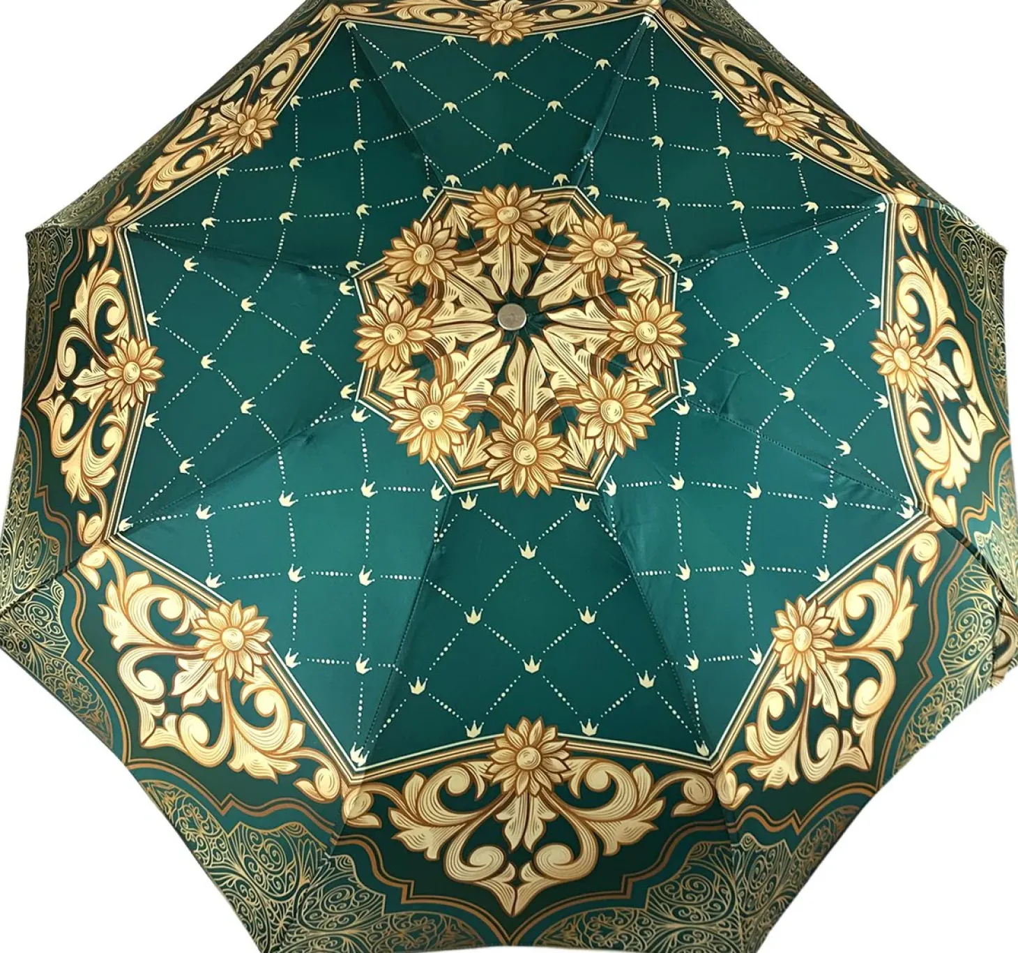 Green and Beige Women's Folding Umbrella