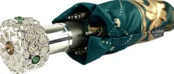 Green and Beige Women's Folding Umbrella