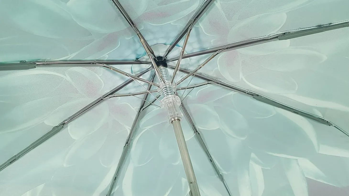 Green Flower Ladies Folding Umbrella With Luxury Handle