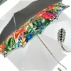 Grey Umbrella With Floral Print Interior - Exclusive Pattern