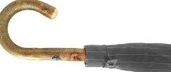Handcrafted Grey Umbrella - Natural Ash Wood-Handle