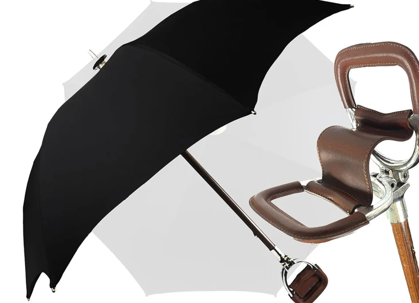 Handcrafted Leather Seat Umbrella - Black Color