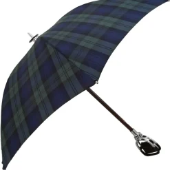 Handcrafted Leather Seat Umbrella- Black Watch Tartan