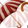 Handcrafted Umbrella - Striped Red And Cream - Shaded Colors - Malacca