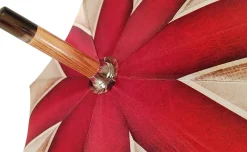Handcrafted Umbrella - Striped Red And Cream - Shaded Colors - Malacca