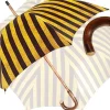 Handcrafted Umbrella - Striped Gold and Dark Brown - Chestnut Wood-Han